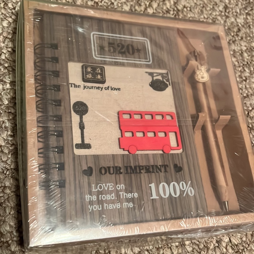NWT Wooden Love Book & Wooden Guitar Ballpoint Pen